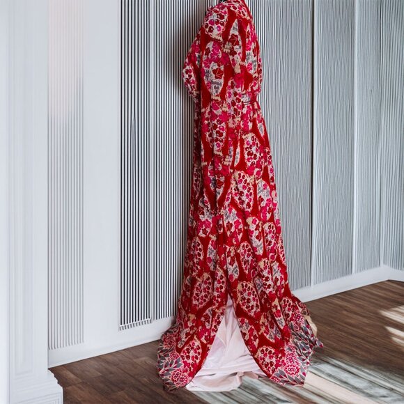 Sophie Max Floral Flowy Handkerchief Hem Maxi Dress Small - Picture 3 of 16